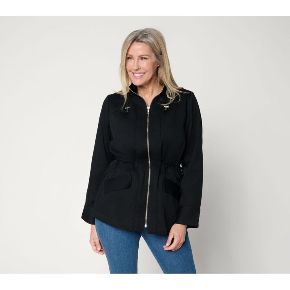 Susan Graver Women's Plus Sz Jacket 2X Make Your Selection: Water Black